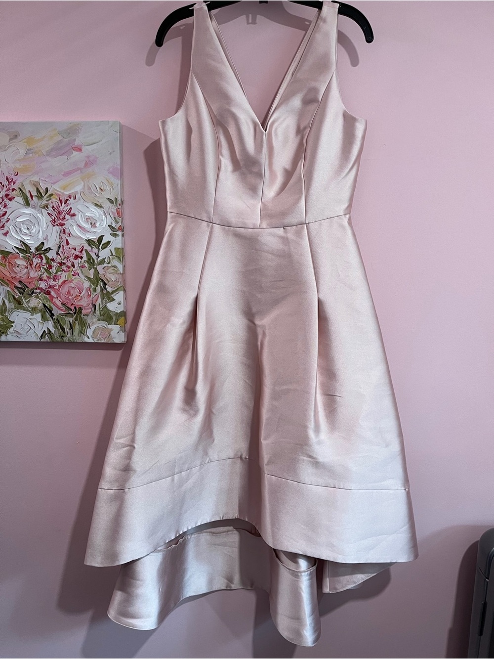 Ever New Blush Pink Satin High-Low V-Neck Dress